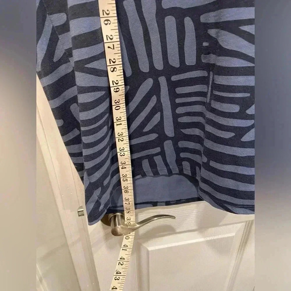 Orvis Crew Neck Short Sleeve Geometric Pattern Blue Tee Shirt Dress Size L - Picture 8 of 9